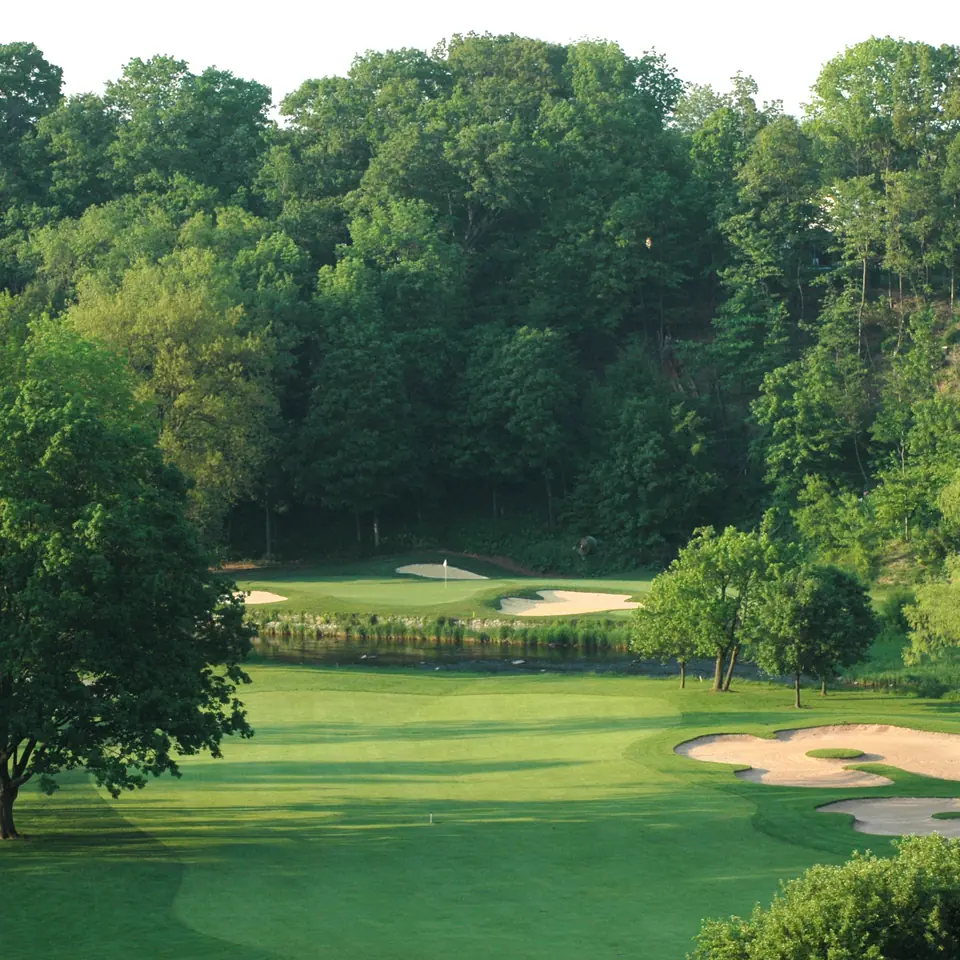 The 11th tee at Glen Abbey looking into the valley