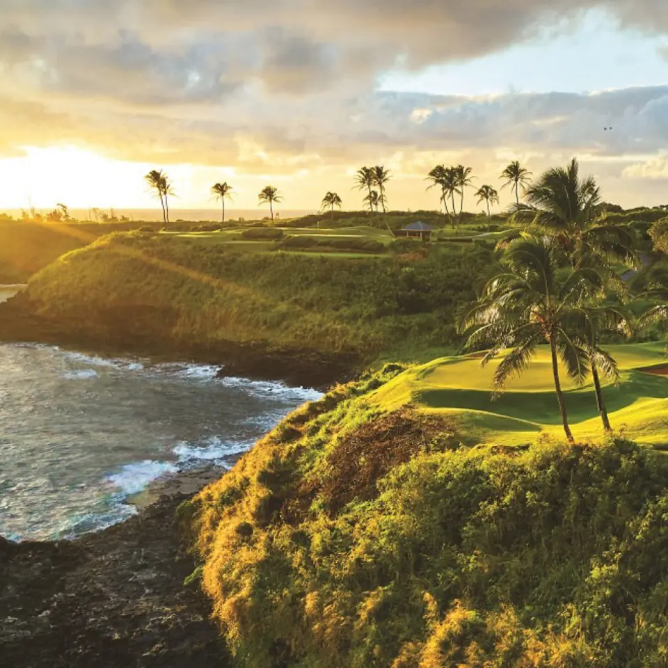 Sunset over the ocean holes at Hōkūala