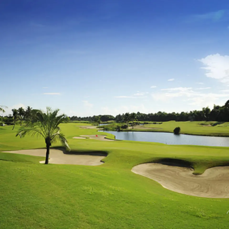 The 8th green on the Masters Course at Manila Southwoods